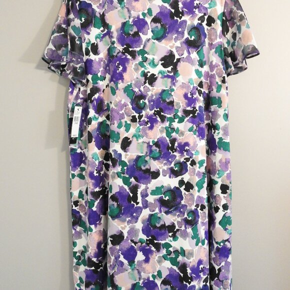 AGB Women’s Size Large Flutter Short Sleeve Dress Knee Length Dress - Picture 14 of 15